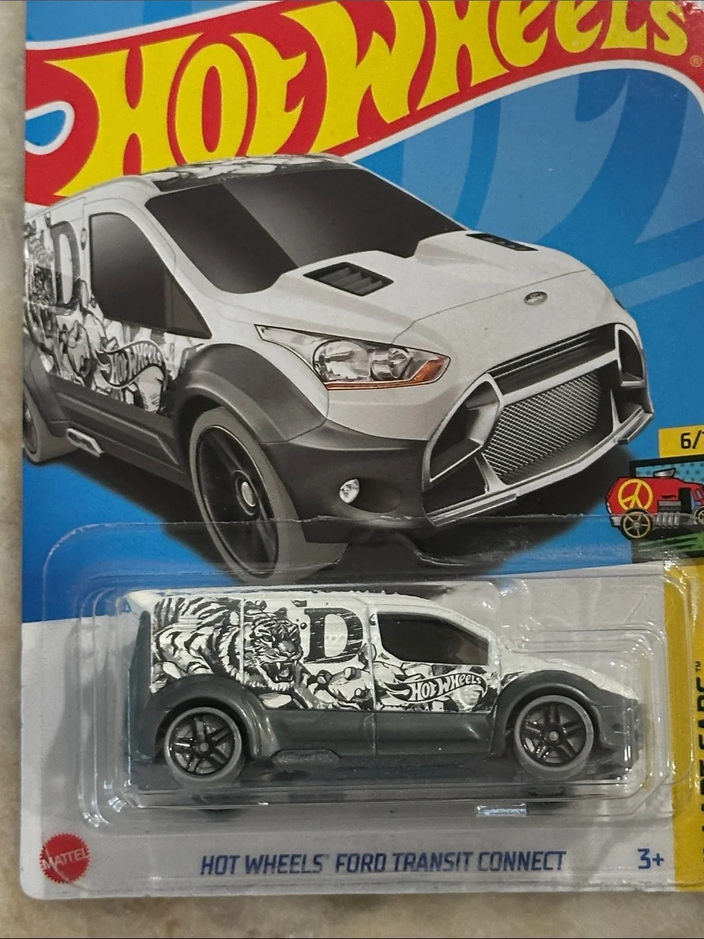 Hot Wheels Ford Transit Connect Toy Van - White & Gray
